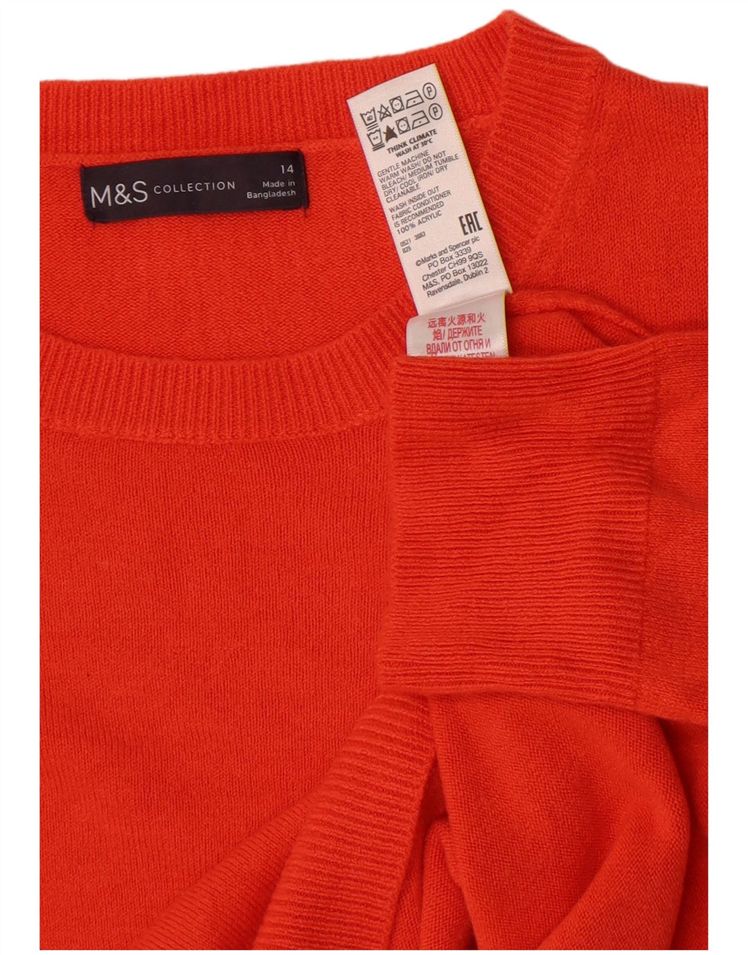 Maglione maglione girocollo da donna Marks & Spencer UK 14 Acrilico arancione medio