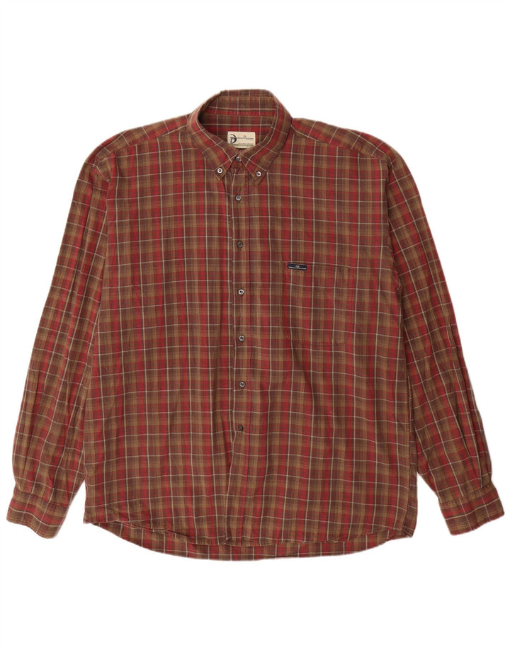 Camicia da uomo Sergio Tacchini 2XL in cotone a quadri marrone