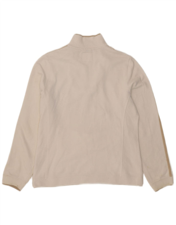 Felpa da donna con collo con zip Champion, maglione UK 14, cotone bianco medio