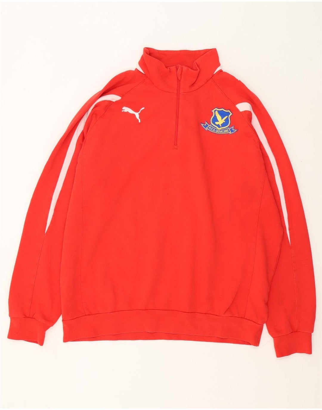 Felpa Puma da uomo con zip e collo, maglione grande, colore rosso, in cotone color block