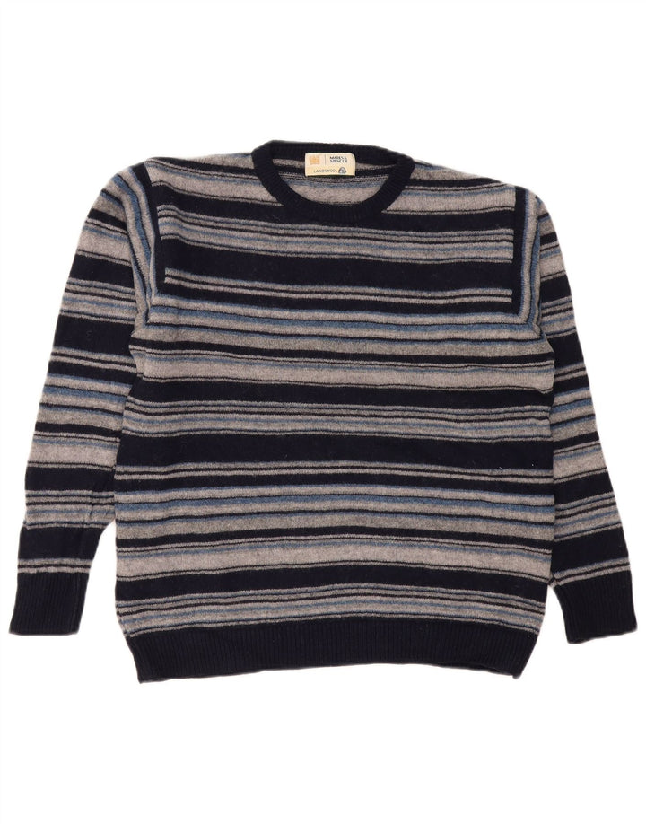 Maglione maglione girocollo da uomo Marks & Spencer a righe blu navy medie