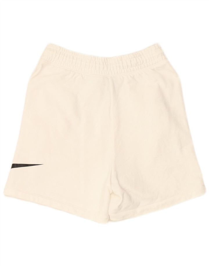 NIKE Womens Graphic Sport Shorts UK 10 Small White Cotton