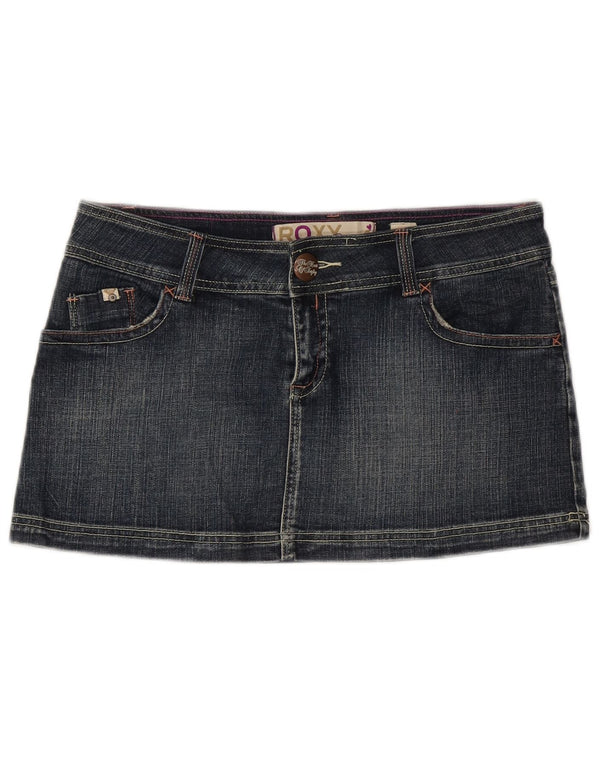 Mini gonna in denim da donna dal taglio dritto Roxy US 12 Large W32 in cotone blu