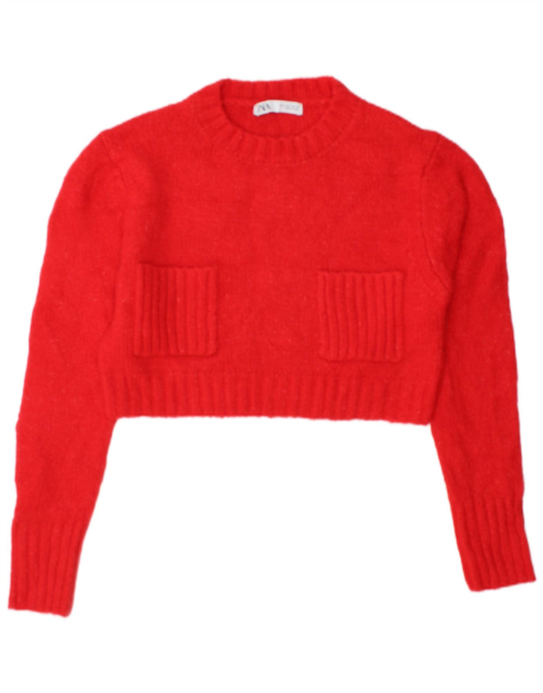 Maglione corto girocollo da donna Zara UK 10 piccolo rosso
