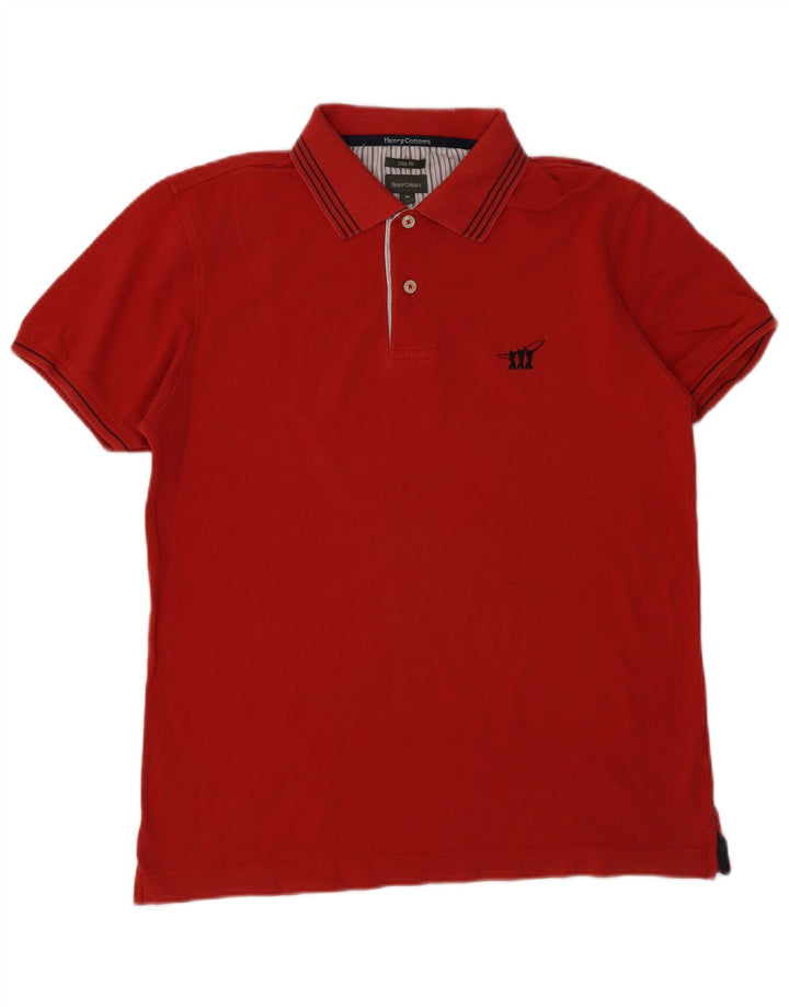 Polo da uomo slim fit Henry Cottons in cotone rosso medio