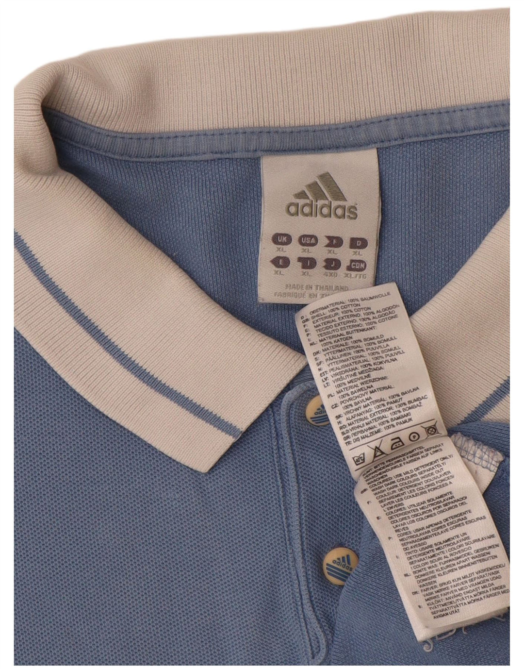 Polo ADIDAS da uomo XL in cotone color block blu
