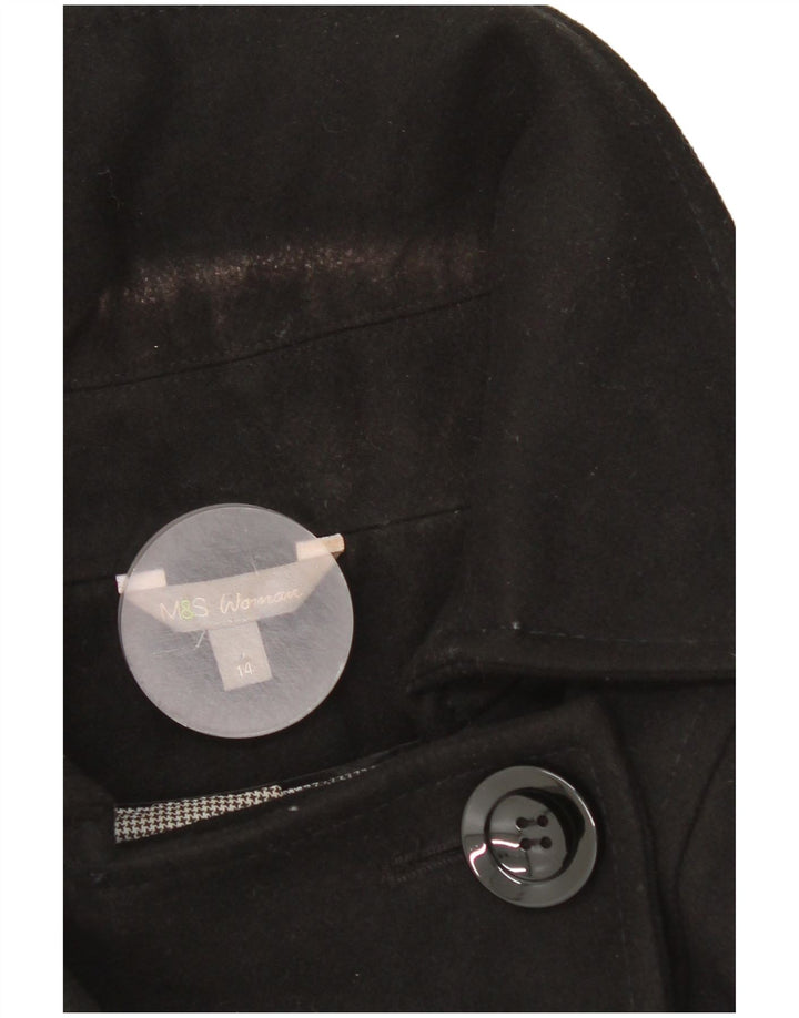 Cappotto doppiopetto da donna Marks & Spencer UK 14 grande poliestere nero