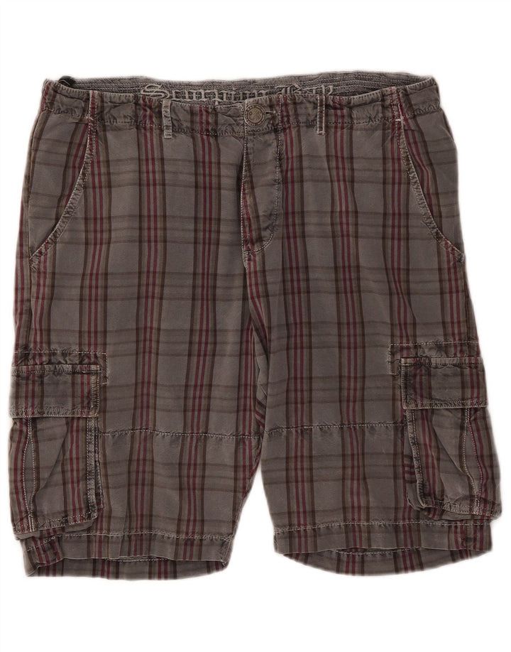 Pantaloncini cargo da uomo Scorpion Bay W36 cotone a quadri grigi grandi