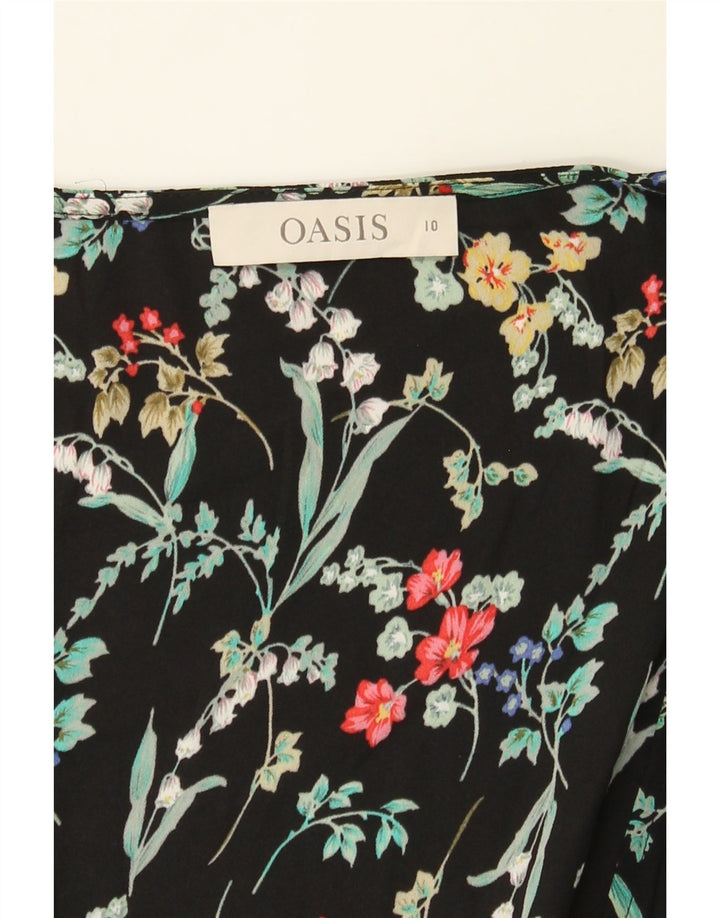 OASIS Womens 3/4 Sleeve Maxi Dress UK 10 Small Black Floral Polyester Vintage Oasis and Second-Hand Oasis from Messina Hembry 
