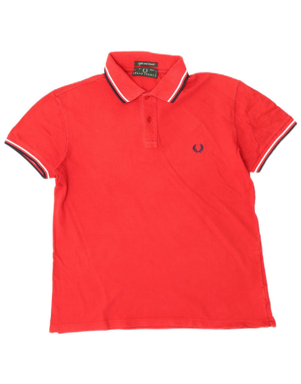 Polo Fred Perry da uomo leggera ed elasticizzata in cotone rosso medio