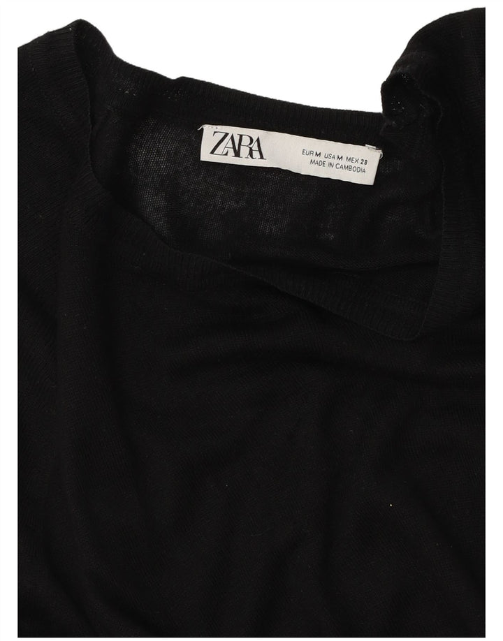 Maglione maglione con scollo a barca da donna Zara UK 14 medio nero
