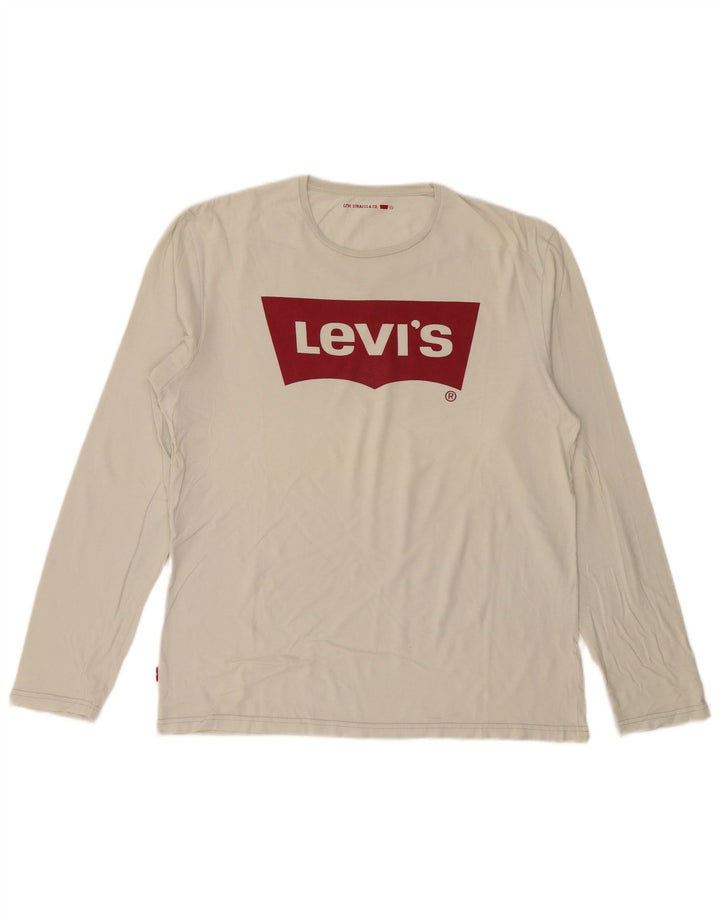 LEVI'S Top grafico da uomo a maniche lunghe in cotone bianco grande