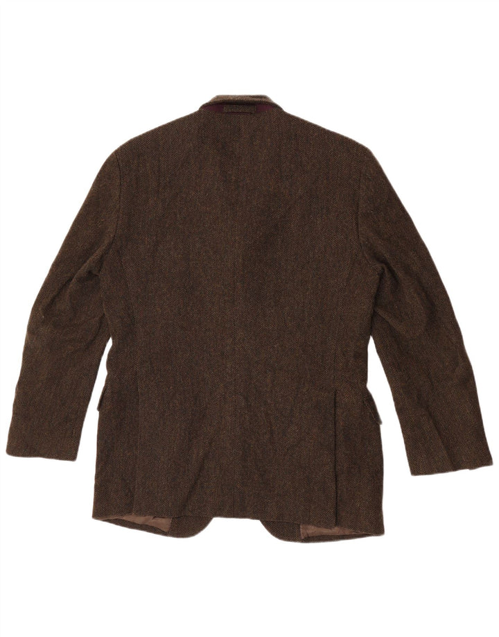 Giacca blazer da uomo a 3 bottoni Massimo Dutti EU 48 medio kaki a spina di pesce
