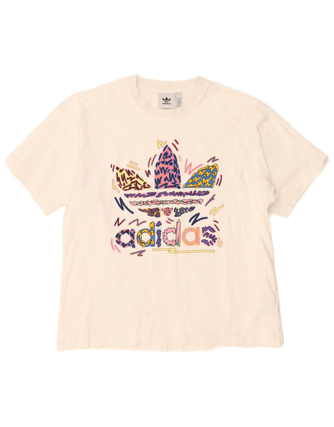 T-shirt grafica da uomo Adidas Top in cotone bianco medio