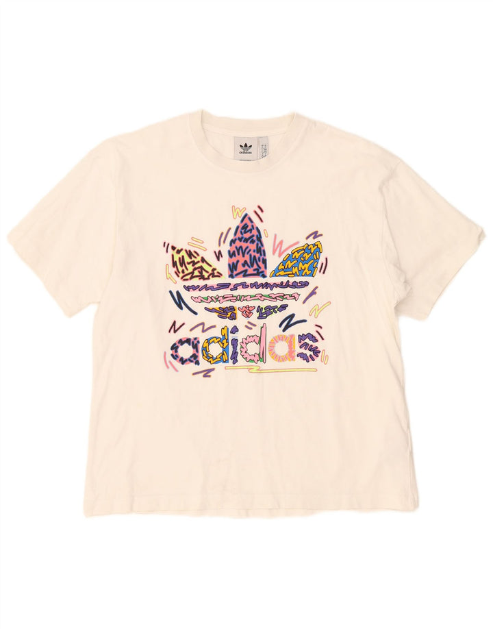 T-shirt grafica da uomo Adidas Top in cotone bianco medio