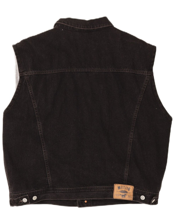 MUSTANG Mens Denim Gilet UK 44 2XL Black Cotton