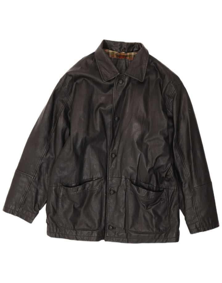 Giacca in pelle da uomo VINTAGE UK 40 grande in pelle nera
