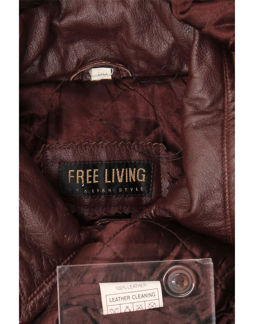 Cappotto oversize in pelle con cappuccio da donna vintage IT 50 XL in pelle marrone