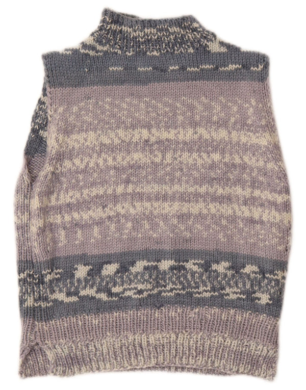 Canottiera vintage da donna UK 14 a righe grigio medio