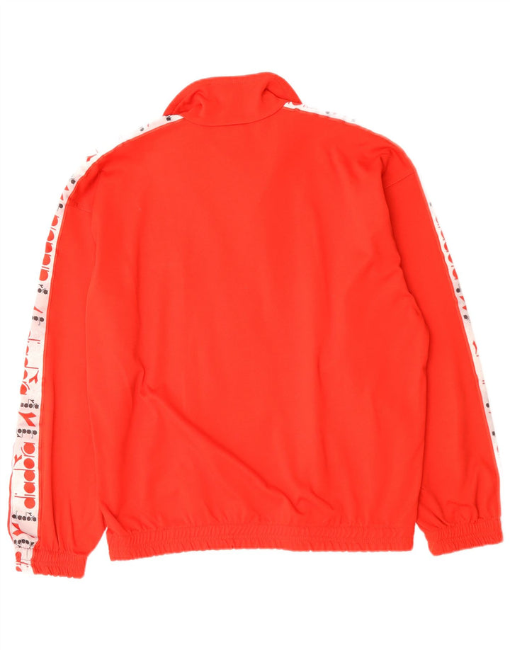 Giacca da ginnastica grafica da uomo Diadora Small in poliestere color block rosso