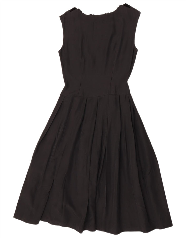 Abito vintage da donna senza maniche a trapezio EU 36 piccolo nero