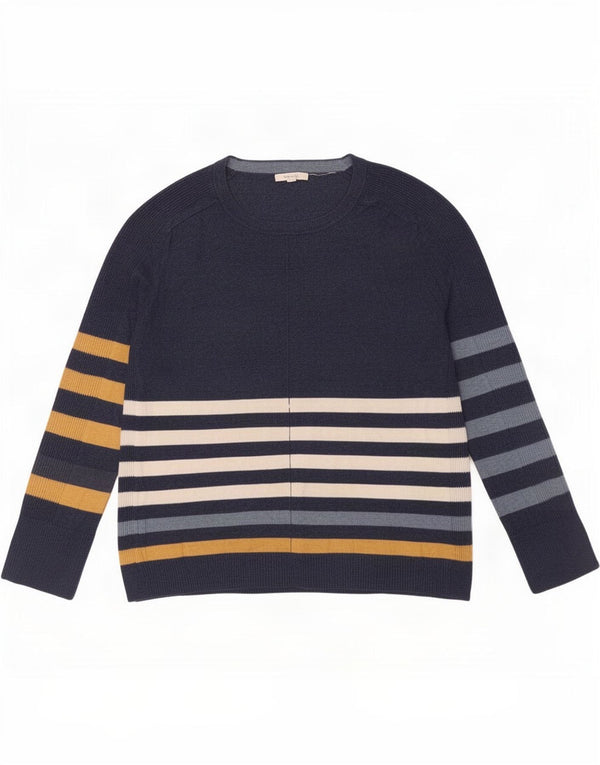 Maglione maglione con scollo a barca da donna di White Stuff UK 14 Grandi strisce blu navy