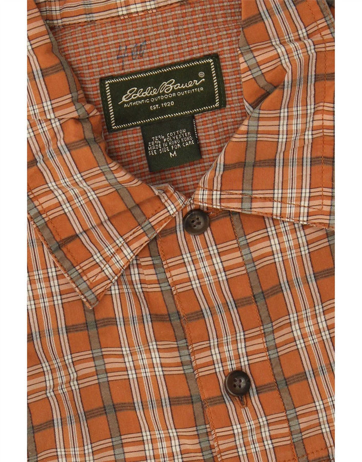Eddie Bauer Camicia a maniche corte da uomo in cotone a quadri arancione medio