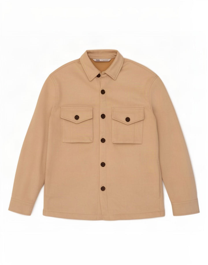 Giubbotto bomber da uomo Zara UK 36 piccolo poliestere bianco sporco