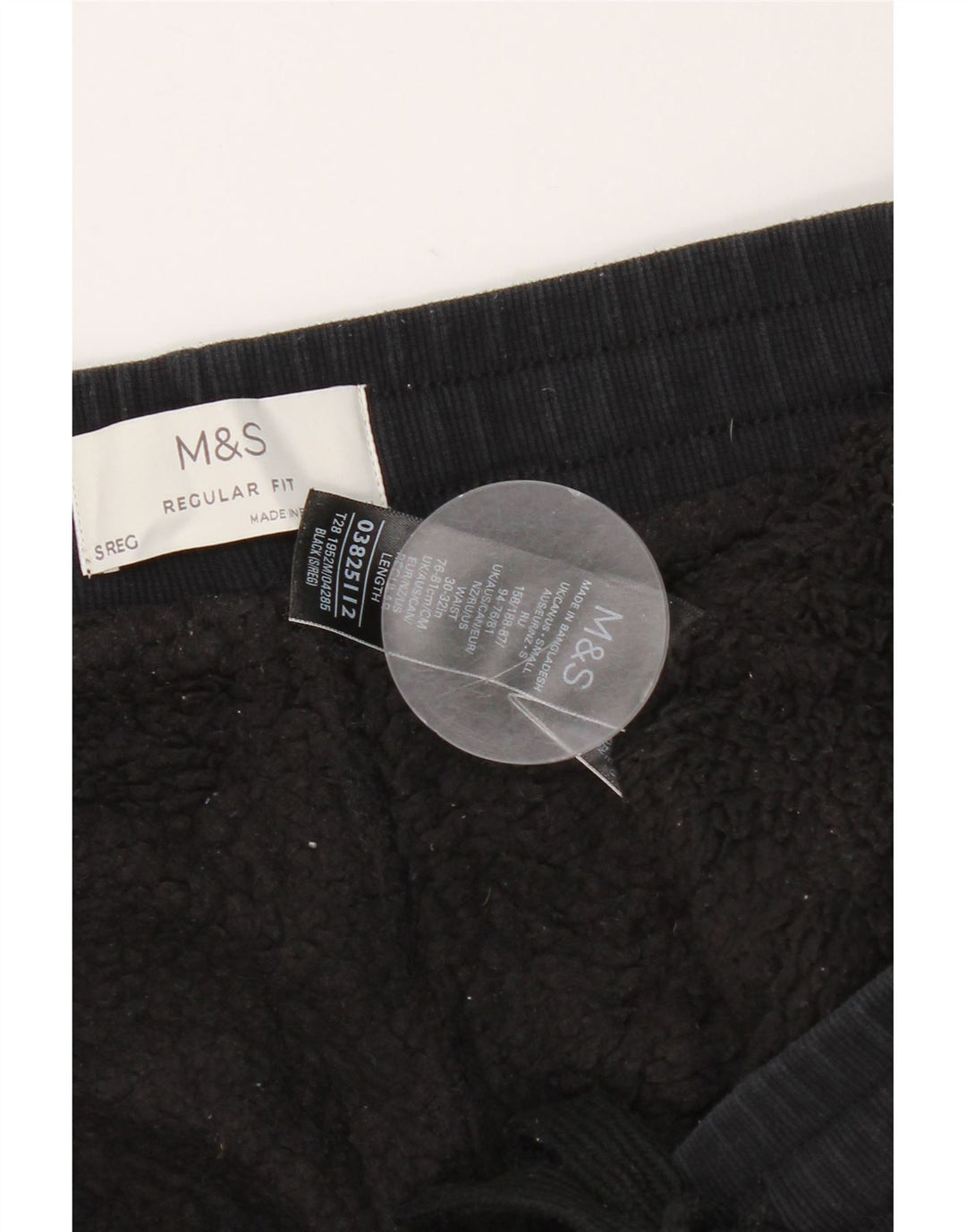 Pantaloni da uomo Marks & Spencer vestibilità regolare giacca a vento piccoli in cotone nero