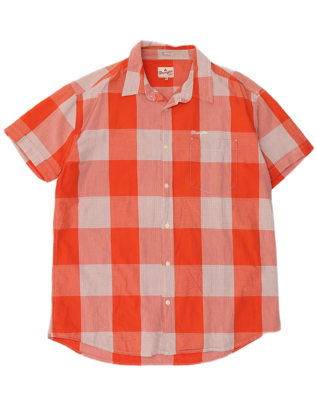 Camicia Wrangler da uomo a maniche corte vestibilità regolare 2XL cotone a quadri arancione