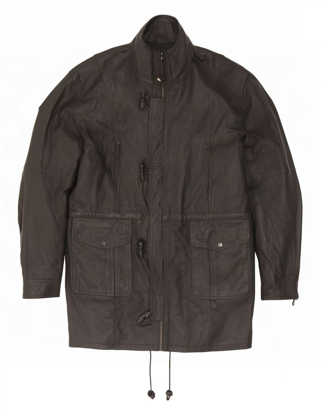 Giacca in pelle vintage da uomo Duffle UK 42 XL Nera