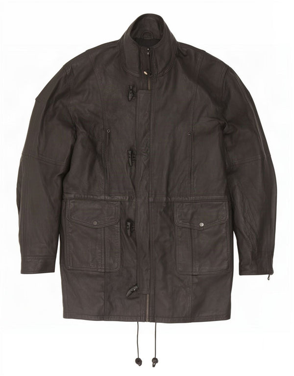 Giacca in pelle vintage da uomo Duffle UK 42 XL Nera