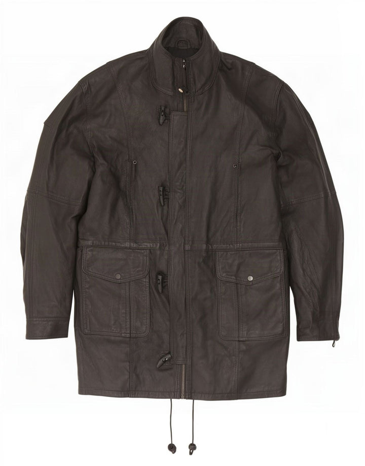 Giacca in pelle vintage da uomo Duffle UK 42 XL Nera