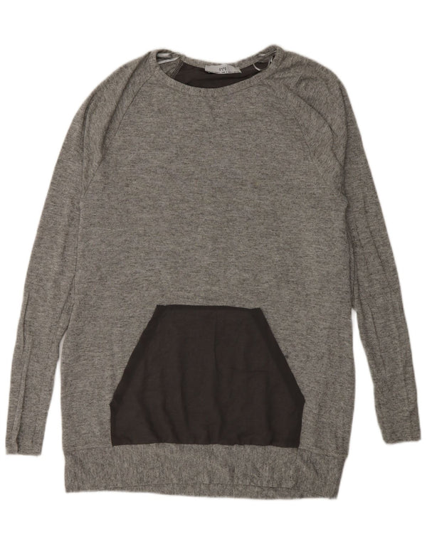 Maglione Zara da donna con scollo a barca UK 10 piccolo grigio color block
