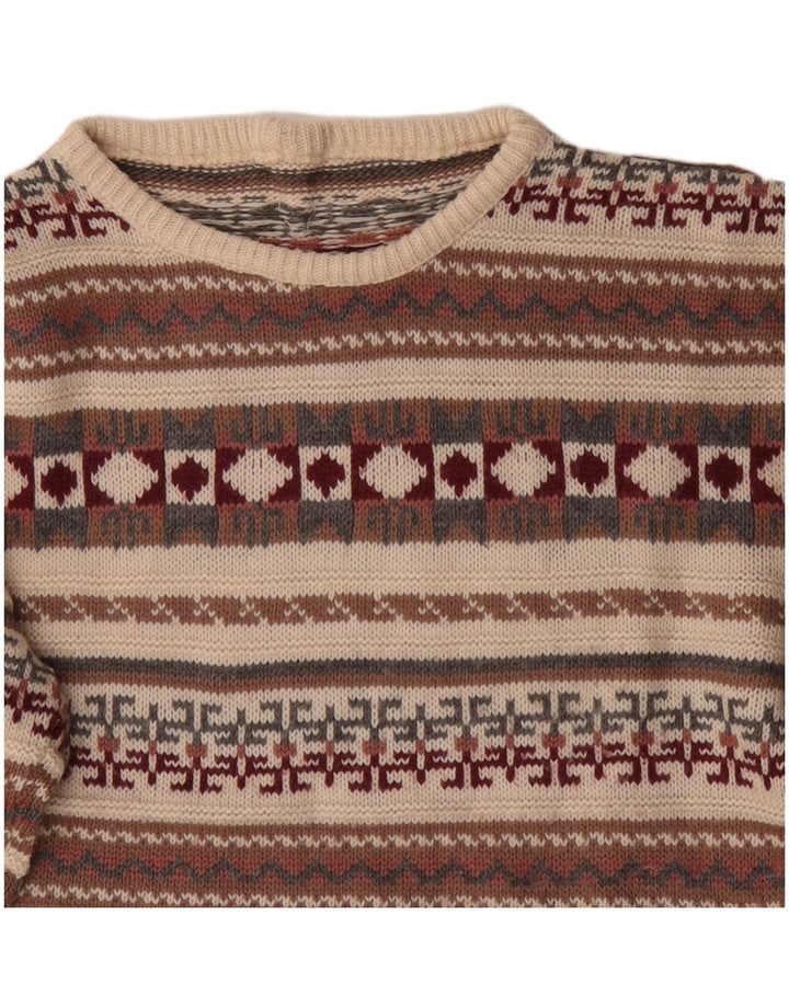 Maglione girocollo da uomo vintage con motivo geometrico multicolore medio