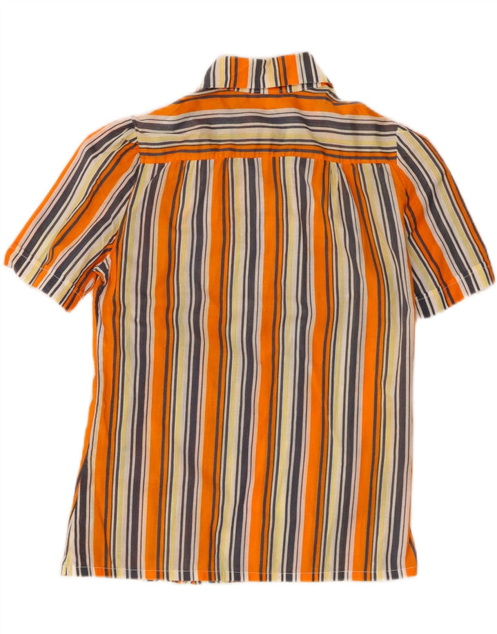 VINTAGE Womens Short Sleeve Shirt Blouse IT 42 Medium Orange Striped Vintage Vintage and Second-Hand Vintage from Messina Hembry 