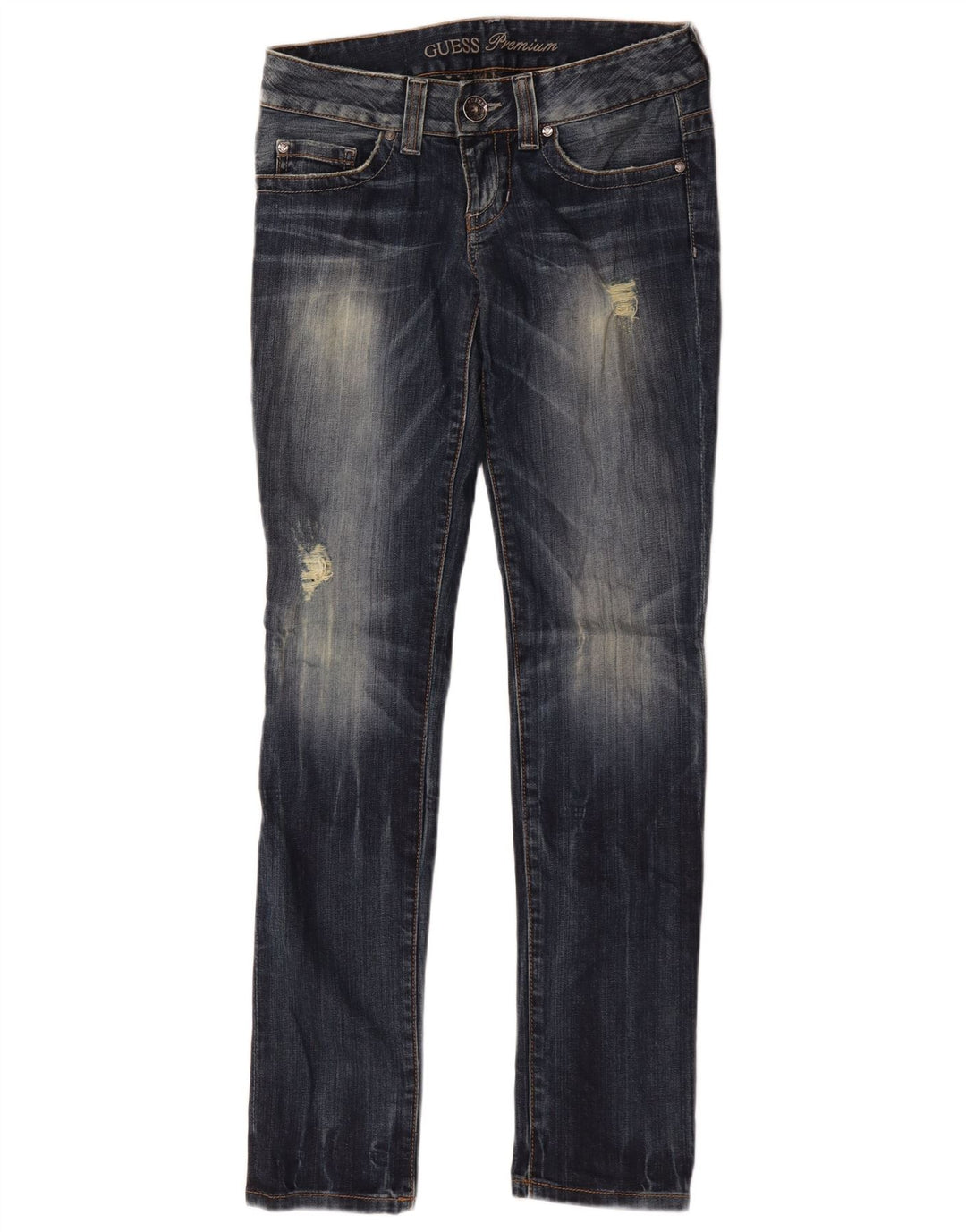 Jeans slim invecchiati Guess da donna W29 L32 cotone blu