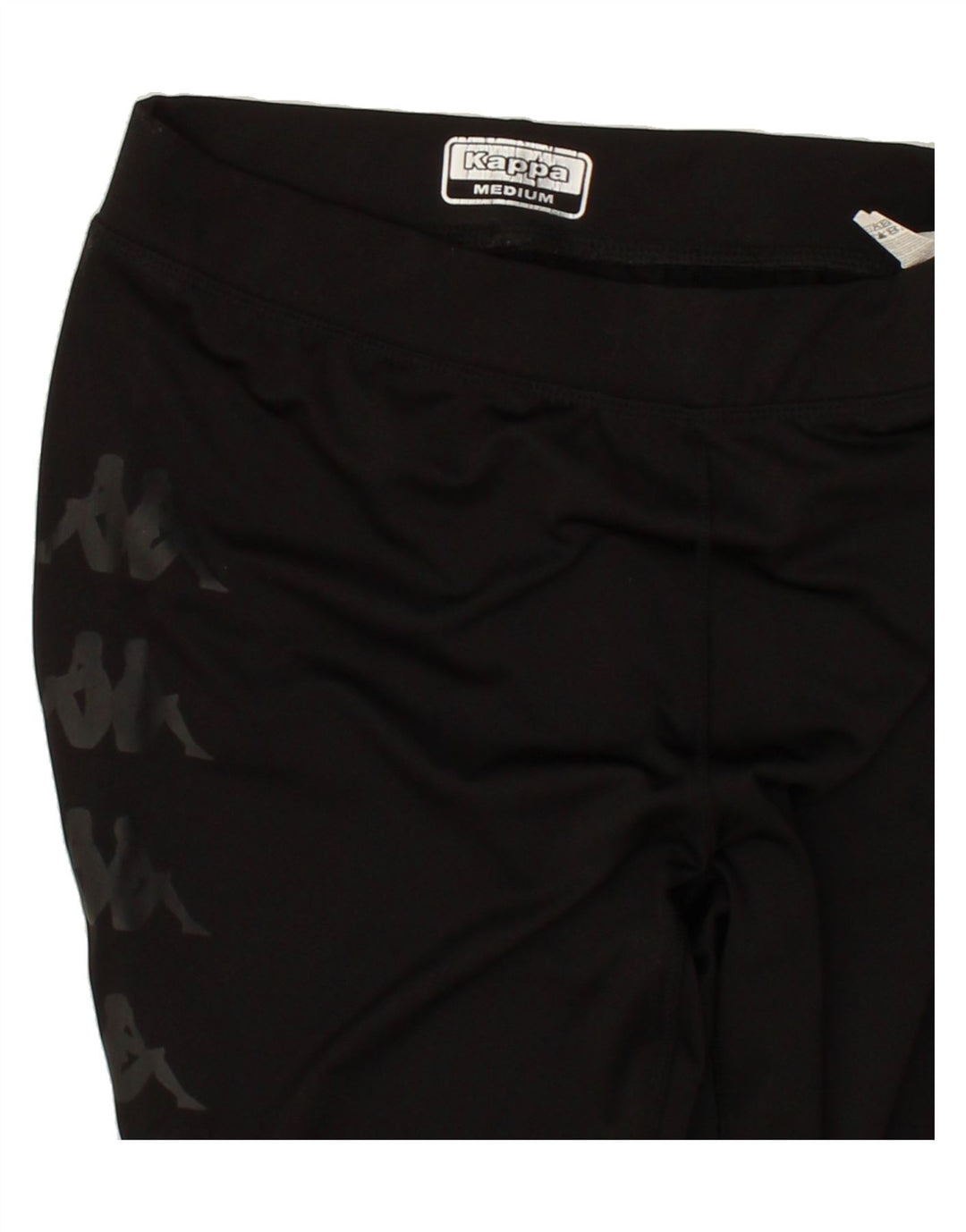 KAPPA Womens Graphic Leggings UK 14 Medium Black Polyester Vintage Kappa and Second-Hand Kappa from Messina Hembry 