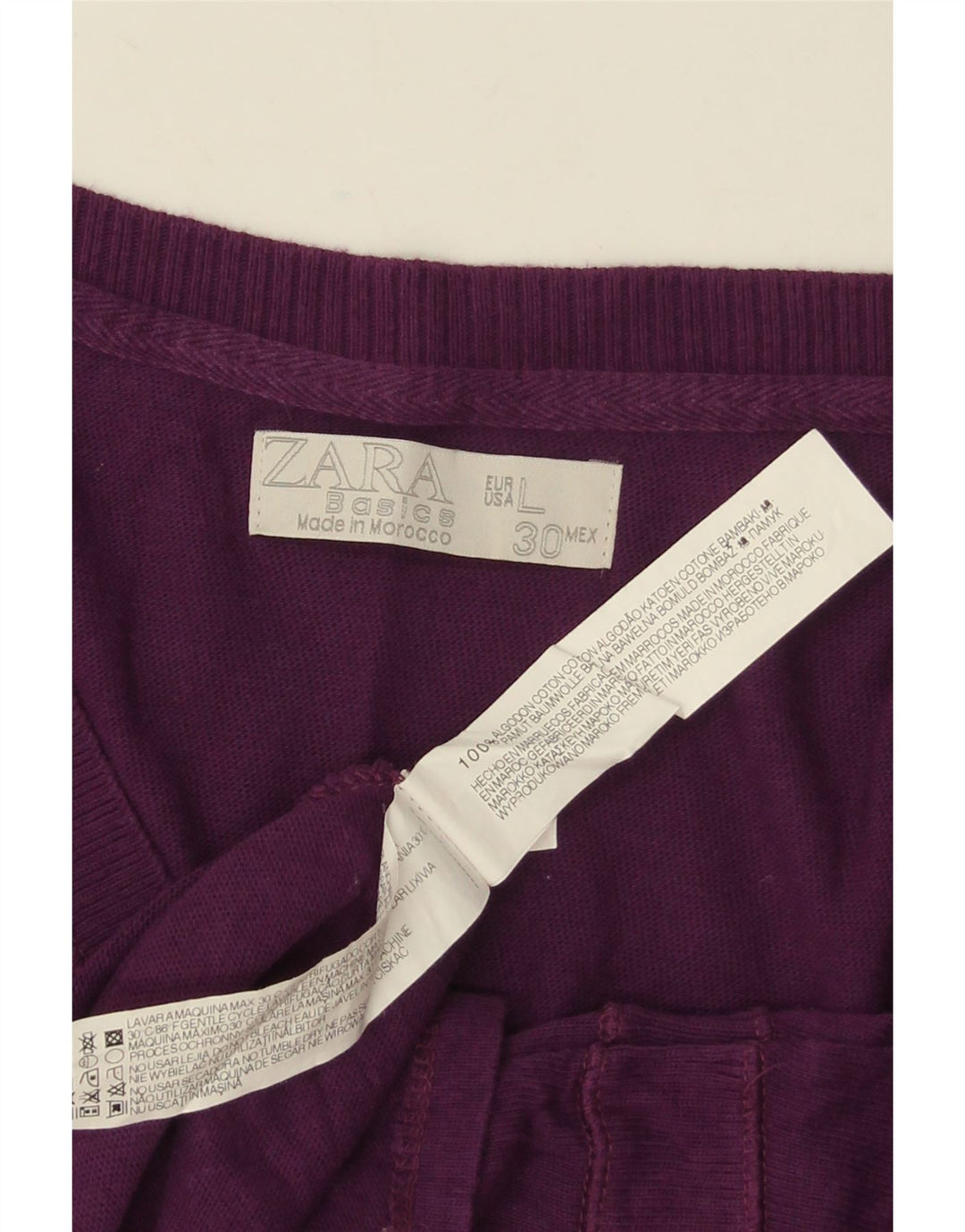 Top Zara da donna a maniche lunghe UK 14 grande cotone viola