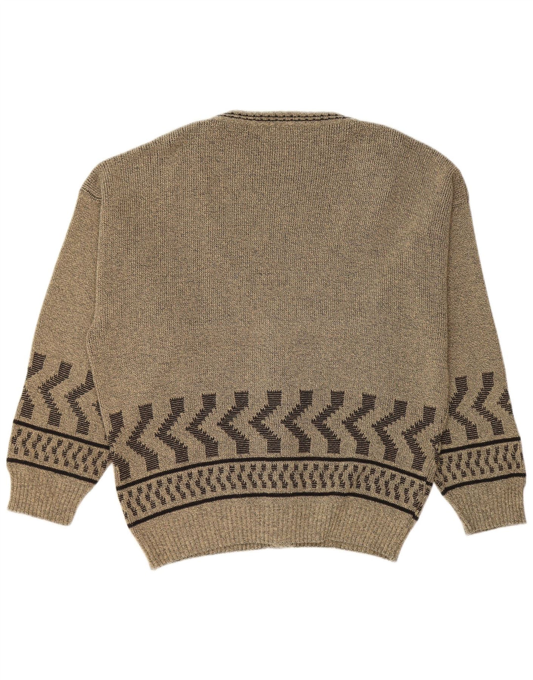 Maglione cardigan da uomo VINTAGE grande cotone geometrico kaki