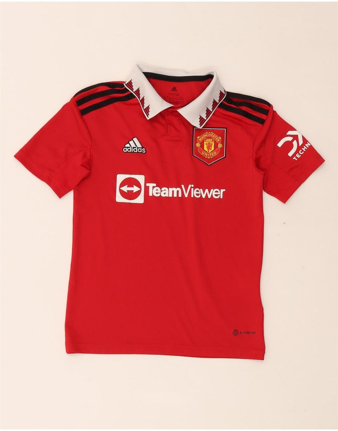 Polo grafica ADIDAS da bambino Manchester United 9-10 anni in poliestere rosso