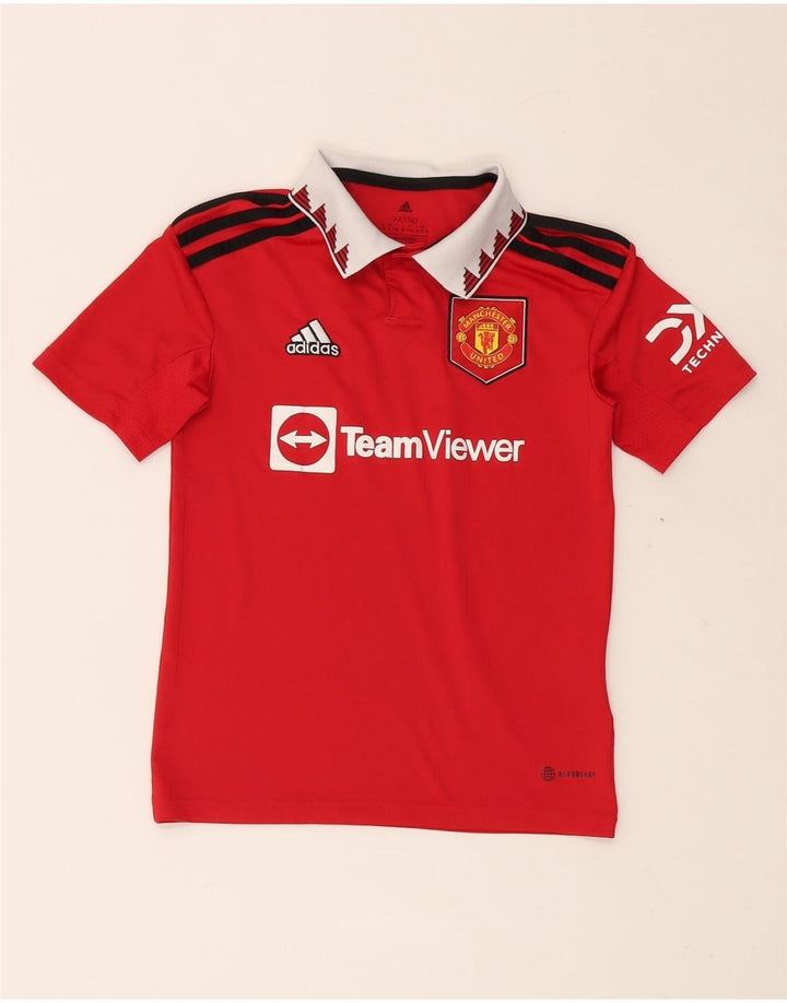 Polo grafica ADIDAS da bambino Manchester United 9-10 anni in poliestere rosso