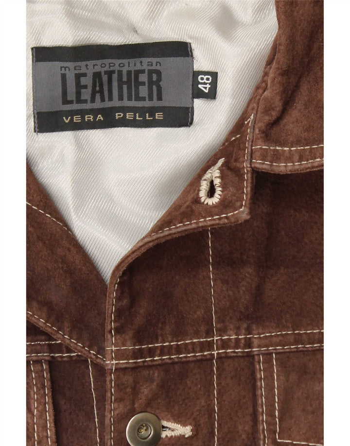 Giacca bomber da uomo in pelle scamosciata Metropolitan IT 48 in pelle marrone medio