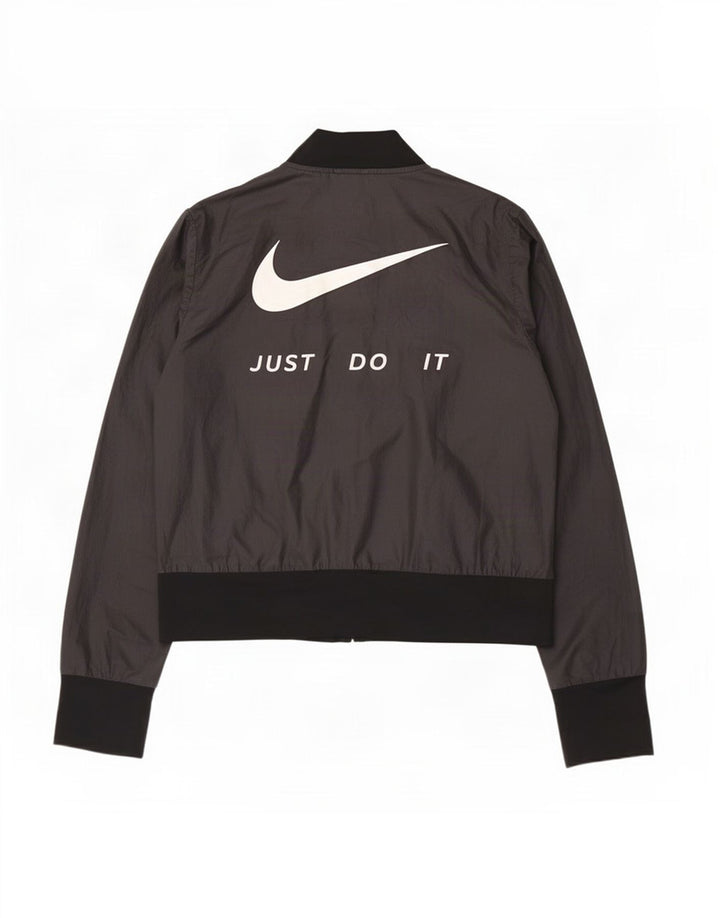 Giacca da ginnastica grafica da donna Nike UK 14 poliestere nero medio