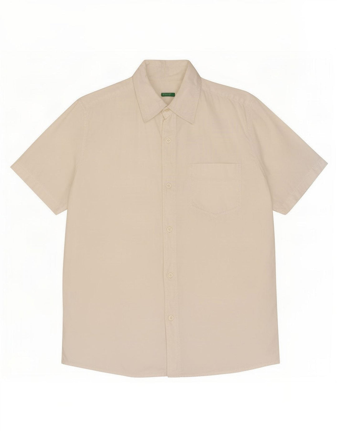 Camicia Benetton Uomo Manica Corta Cotone Bianco Medio