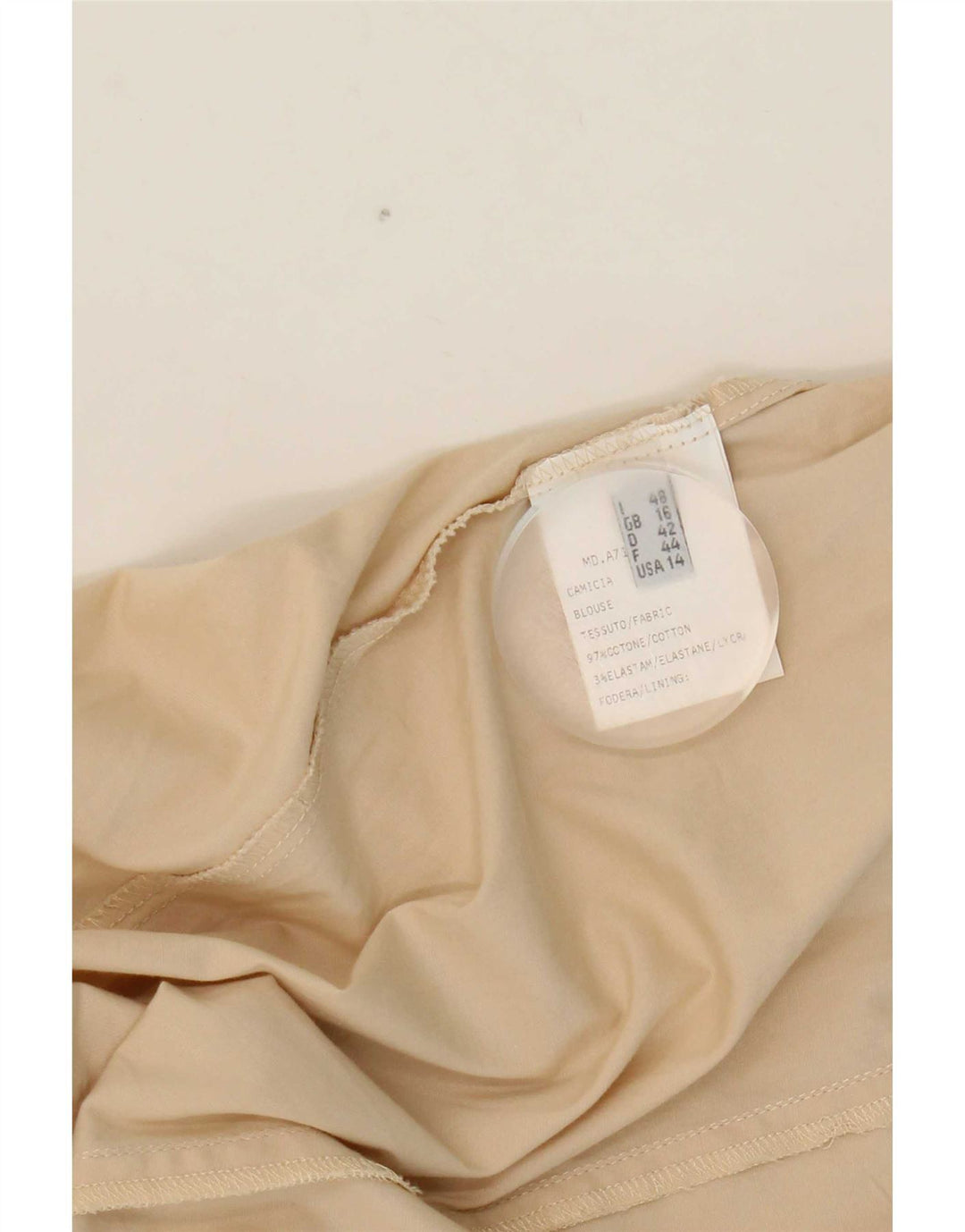 Camicia da donna ALVIERO MARTINI UK 16 grande cotone beige