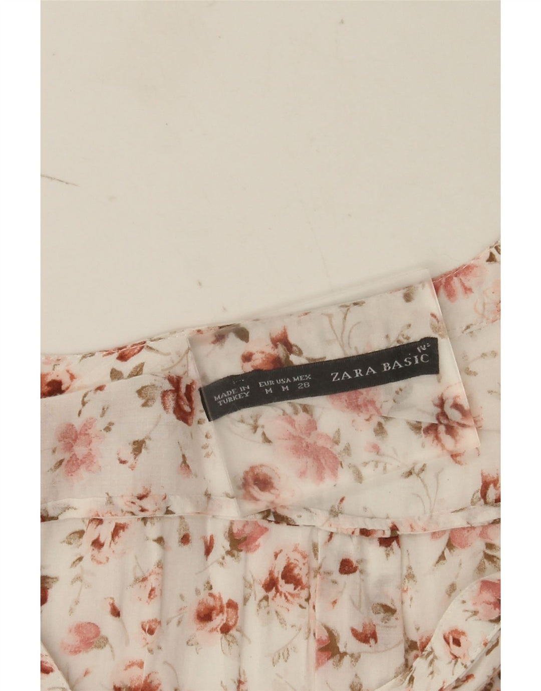 Top Zara da donna con maniche a 3/4, taglia UK 14, colore bianco medio floreale
