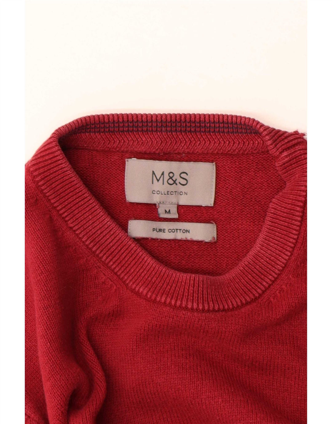 Maglione maglione girocollo da uomo Marks & Spencer in cotone rosso medio
