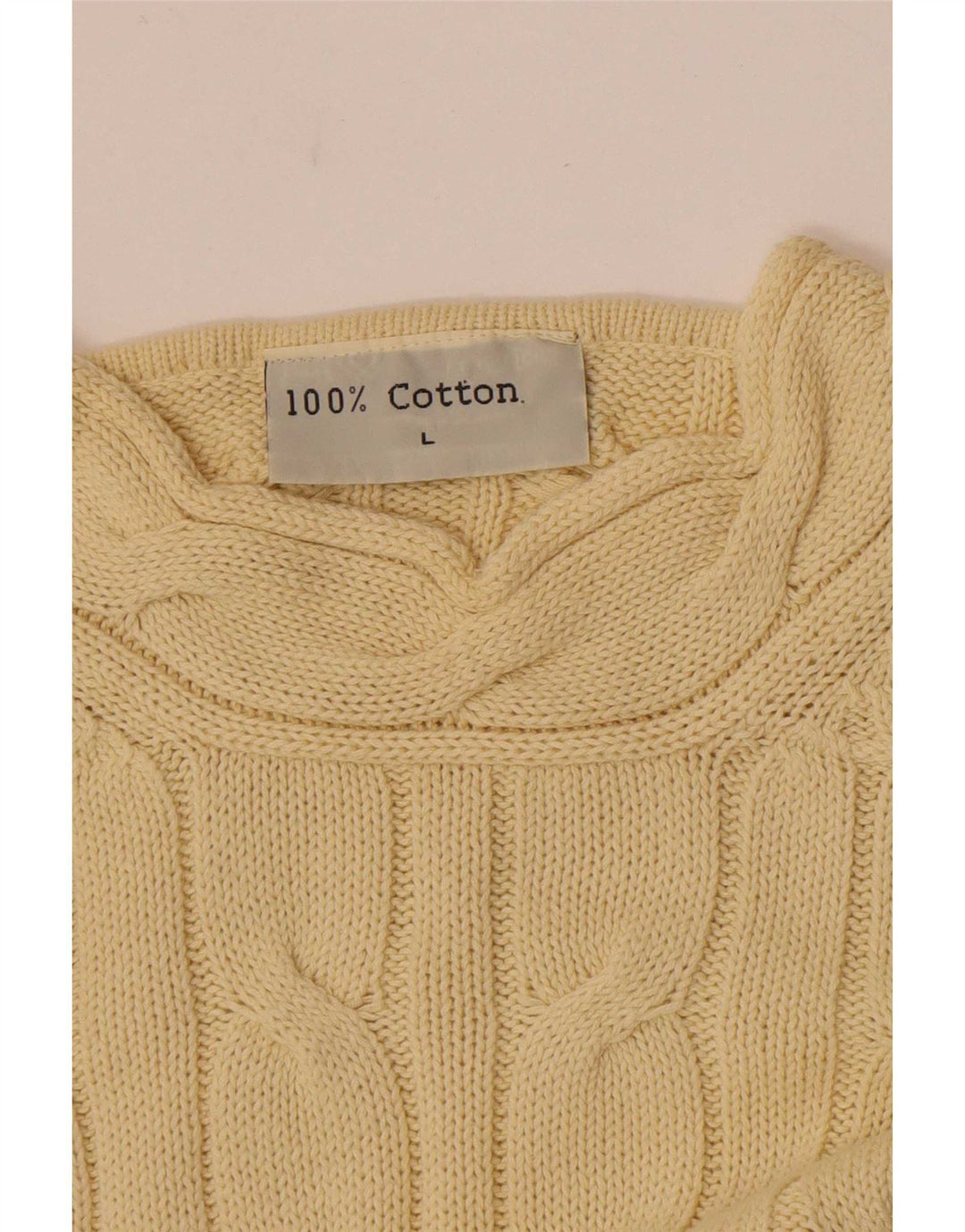 Maglione girocollo da uomo vintage in cotone giallo grande