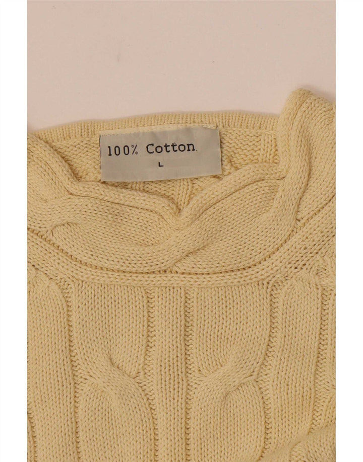 Maglione girocollo da uomo vintage in cotone giallo grande